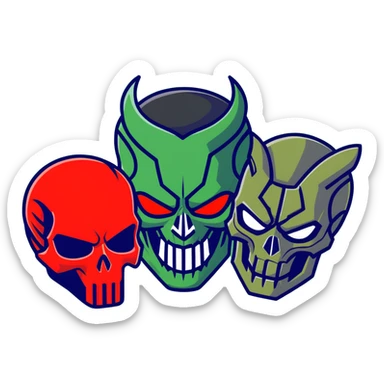 Marvel villains group with Red Skull, Hela, and Killmonger sticker