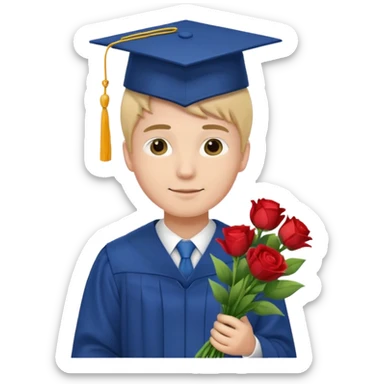 Graduated Students, Male,wearing graduation cap, holding bouquet of flowers
 sticker