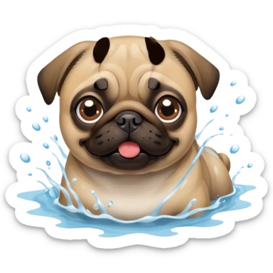 Pug  nadando sticker
