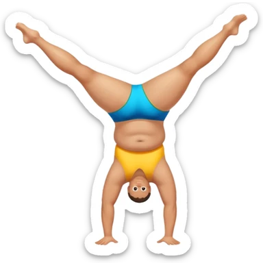 fat guy doing a handstand sticker