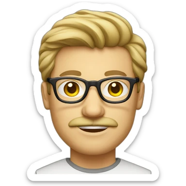 caucasian male designer with moustache glasses sticker