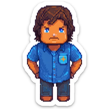 Minecraft character of Jack Black wearing a blue shirt sticker