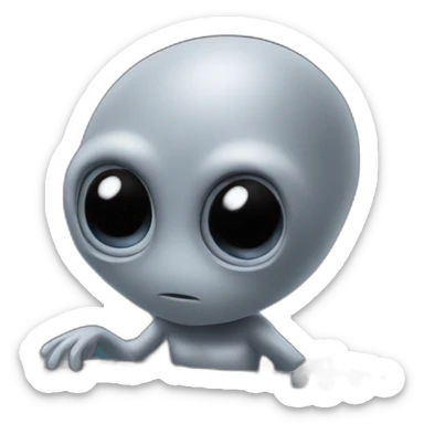 A Classic emoji of grey Big eyed Alien playing in front of an AKAI MPC XL sticker