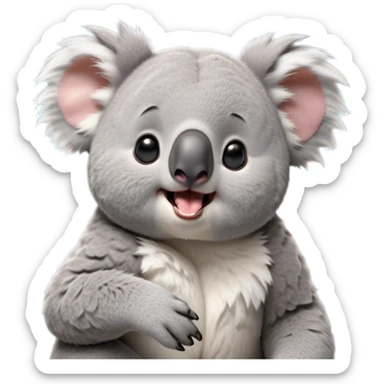 cinematic-cute-yawning-realistic fluffy koala-portrait-emoji,-head-tilted-slightly-with-a-dramatic,-wide-open-yawn,-showcasing-a-soft,-downy-grey-fur-with-drooping-ears-and-round-eyes-barely-open-in-drowsy-contentment,-simplified-yet-irresistibly-adorable, realistic fluffy sticker