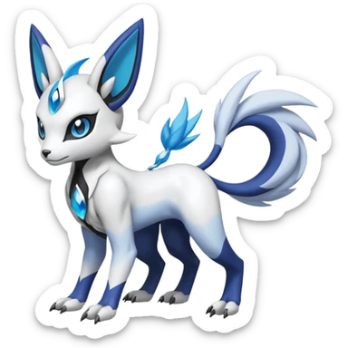 Garurumon-Meloetta-Renamon-Absol-fusion-hybrid-creature (full body) sticker