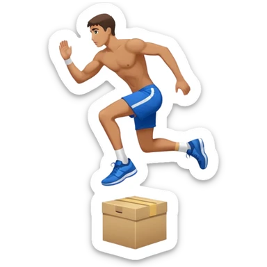 man in blue shorts box-jump exercise side-view sticker