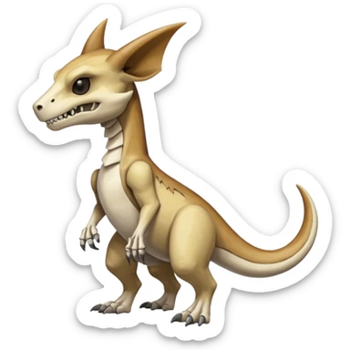 Bone-White Skeletal Ember-Veined Smoky-Cracked Cubone-Manectric-Marowak hybrid creature (full body) sticker
