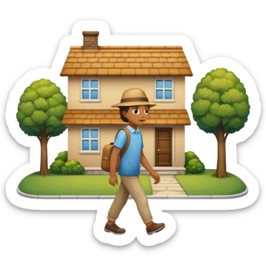someone going home, show home in the background sticker