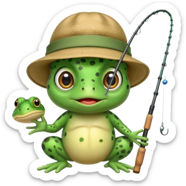 An adorable toad fishing sticker