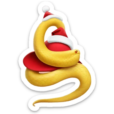 cute light yellow snake in a Christmas red hat sticker