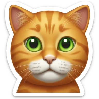 Orange cat with green eyes and bump on top of head sticker