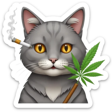 cat smoking weed sticker