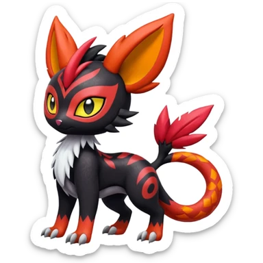 Colorful Meloetta-Litten-Guilmon-Darkrai-Pokémon-Fakémon-fusion-hybrid-creature sticker