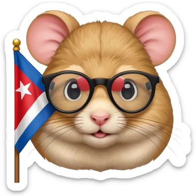 A gerbil holding a Cuban flag wearing black glasses  sticker