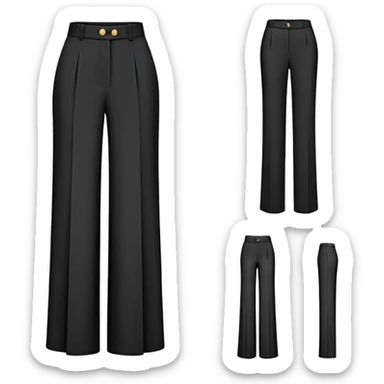 only the palazzo pants garment, moderate wide leg dress pants, formal with button, isolated flat lay, no human, no model, just the clothing item on white background sticker