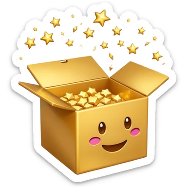 emoji of open box with sparkles jump out of the box sticker
