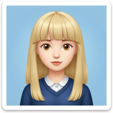 Menina de pele clara de franja, cabelo até a cintura  sticker