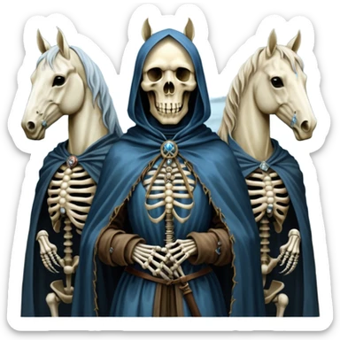 cinematic ultra HD, mysterios style, oil paint - The Four Horsemen of the Apocalypse, based on a graphic by Albrecht Dürer sticker