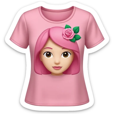 A 3D cartoon rose-pink women’s top with short sleeves, soft fabric texture, gentle lighting, isolated on plain background, Memoji-style. sticker