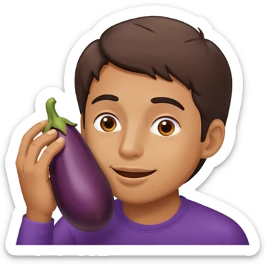 Man eating an eggplant sticker