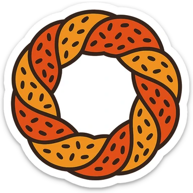 a simit, the classic Turkish sesame bagel, in a fun and recognizable style sticker