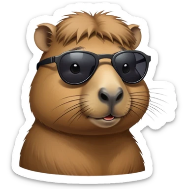 cool capybara wearing fashionable dark sunglasses sticker
