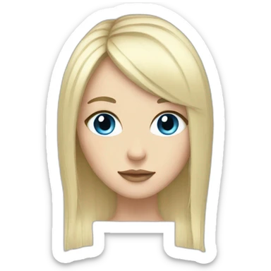 white girl blue eyes with long hair black hair and a fringe sticker