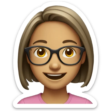 smiling girl with glasses with crooked teeth sticker