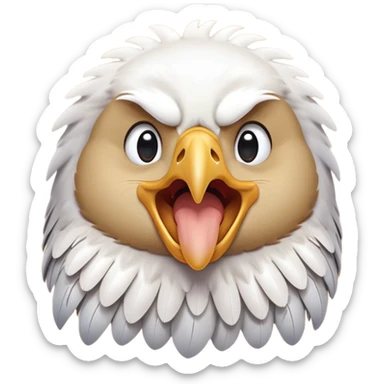 cinematic-cute-yawning-american-eagle-portrait-emoji,-head-tilted-slightly-with-a-dramatic,-wide-open-yawn,-showcasing-a-stately-form-with-gently-drooping-feathers-and-sleepy,-half-closed-eyes,-simplified-yet-irresistibly-adorable-features sticker