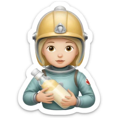 Un biberon avec du lait chaud et Jeanne d’arc qui flotte dedans  sticker