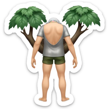 full body silver-haired forest man from behind with wet hair clinging to shoulders sticker