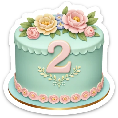 make a floral pastel cake that is aesthetic or vintage with the number 20 on it sticker