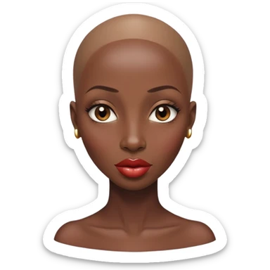 Alluring african woman wide nose bald head big glossy lips sticker
