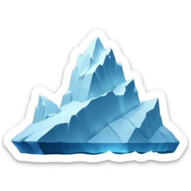 A 3D iceberg in Apple Memoji style, no face, smooth and glossy, floating in dark ocean at night, soft moonlight, subtle reflections, minimal style. A tiny ship in the distance approaching. Pixar-style render, cinematic and clean.
 sticker