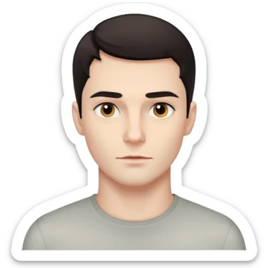 So much pretty handsome bratz man, black eyes,  short dark hair,l, pale skin, defined jawline sticker