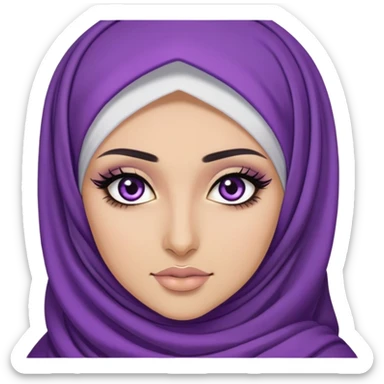 purple hijabi baddie,pretty, brown eyes, makeup, black eyeliner, long hair sticker