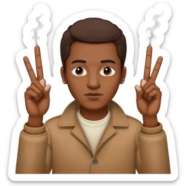a black person holding up two middle fingers with two hands while he’s smoking a blunt  sticker