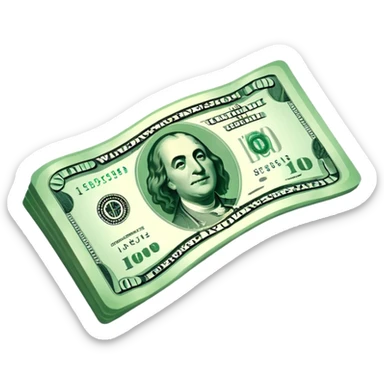 a floating wavy usd bill icon sticker