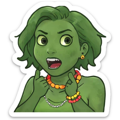 girl with hands crossed around neck screaming sticker