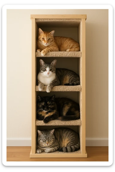 cats relaxing in a vertical playhouse sticker
