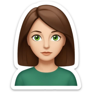 pretty middle age woman with green eyes and shoulder length straight brown hair  sticker