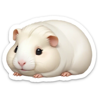 Meme-Worthy Cute Sleeping White Guinea Pig Portrait Emoji, Head resting peacefully with a contented smile, showcasing a delightfully chubby build and a luxuriously soft pure white fur, eyes shut in a serene, cozy nap, Simplified yet hilariously adorable features, highly detailed, glowing with a soft, drowsy light, high shine, relaxed and utterly lovable, stylized with an air of playful laziness, bright and heartwarming, soft glowing outline, capturing the essence of a comically sleepy guinea pig, so meme-worthy it feels like it could instantly become the next viral sensation of adorable slumber! sticker