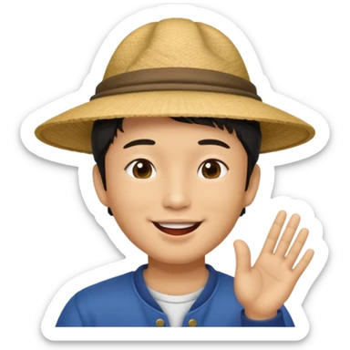 asian man in asian hat blowing a kiss sticker