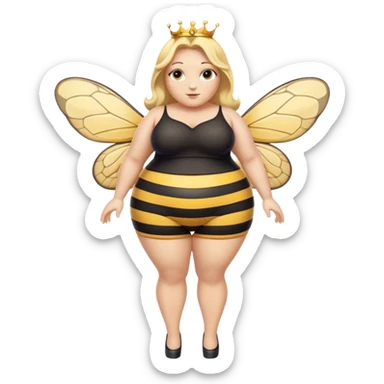 Full Body  plus size Queen bee woman with  blonde hair and big nose sticker