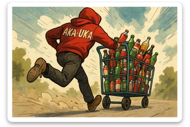 aka-uka ichimlik ortilgan aravani olib qochishyapti orqa tarafdan rakurs yuzi ko'rinmasin sticker