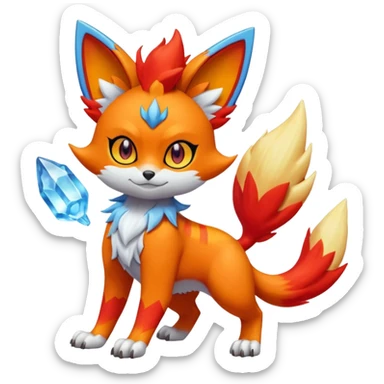 Torracat-Amaura-Fennekin-Fakémon-Digimon-fusion (full body) sticker
