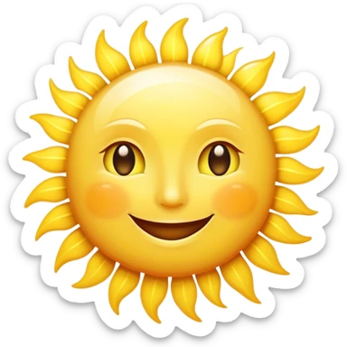 a really bright  big sun and a small moon who shines because of it. the sun is bigger and the tiny \moon bright too beside it smiling looking at each other sticker