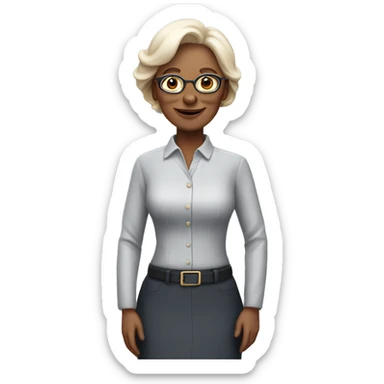 50 years old office lady with long service achievement  sticker