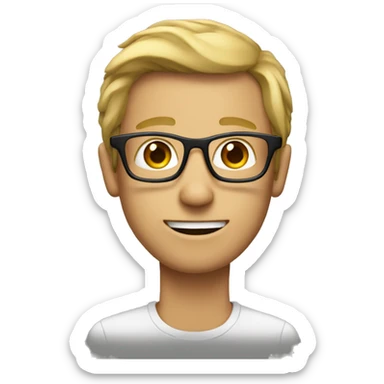 A guy with dirty blonde hair and a long neck with glasses on sticker
