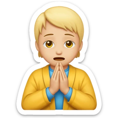 create a emoji of crying with hand in prayer sticker